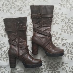 skechers platform zip up calf boots